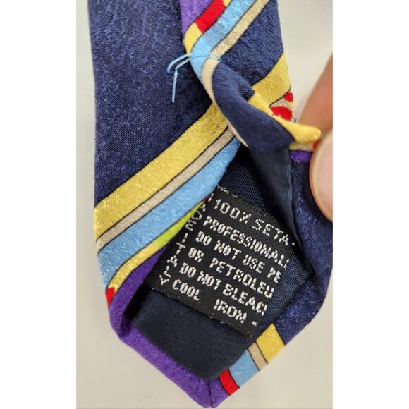 Versace V2 Mens Tie 55"x3.75" 100% Silk Vintage Stripes Made In Italy - Picture 8 of 9